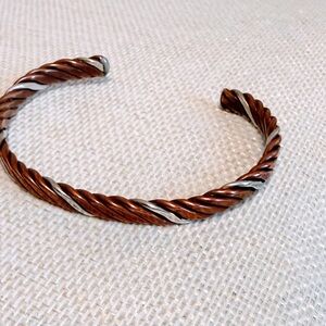 Twisted Copper and Silver Bracelet